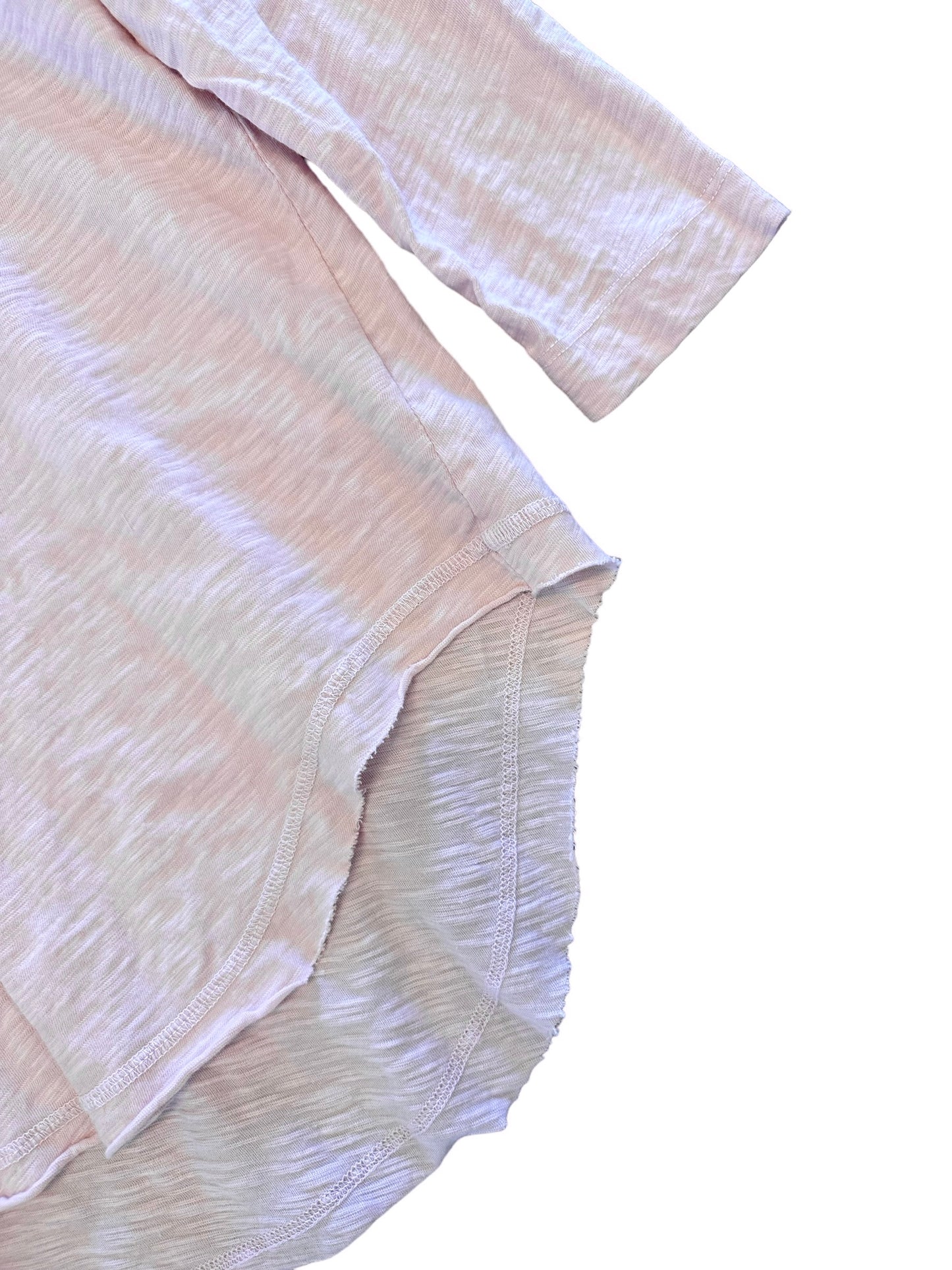3/4 Sleeve V-Neck Raw Hem Shirttail in pinky by Wilt