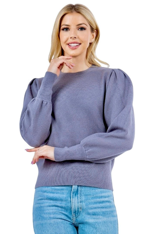 Puff Sleeve Sweater in shadow by Dreamers