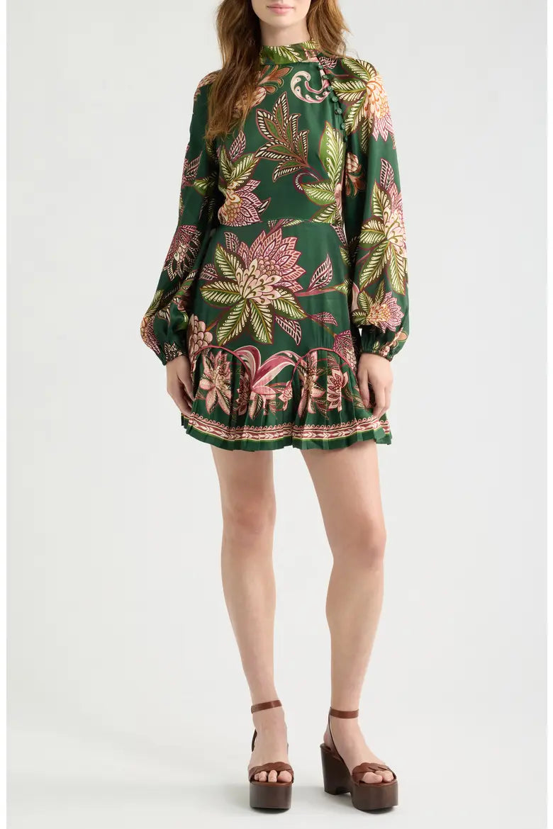 Arabesque Paradise Floral Mini Dress in green by Farm Rio