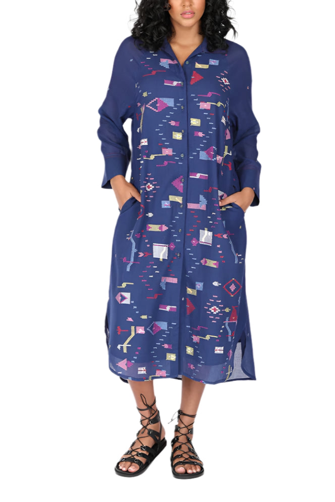 Elin Handwoven Shirt Dress in sodalite by Conditions Apply