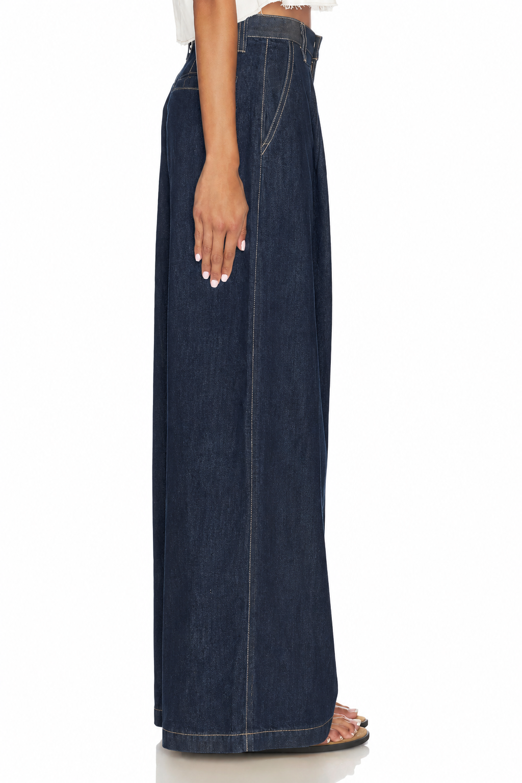 Delphine Pleated Denim Wide Leg in force by Pistola