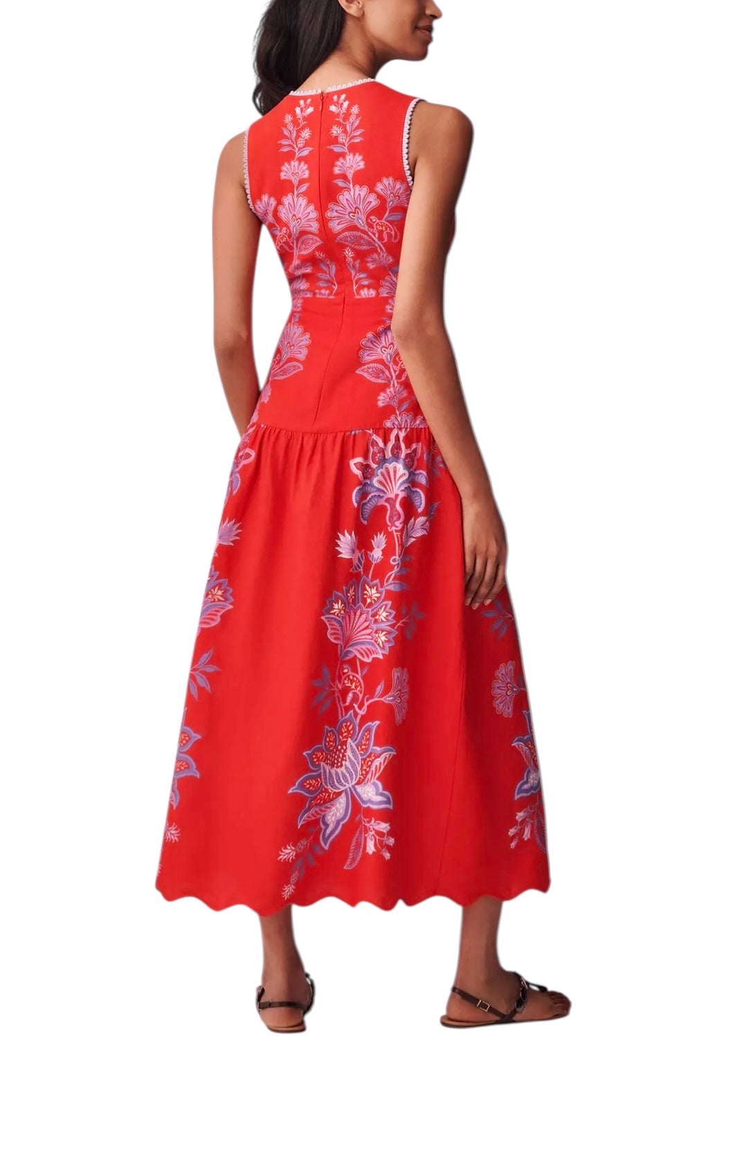 Porcelain Garden Red Midi Dress by Farm Rio
