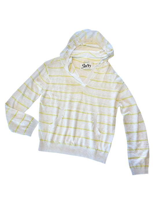 Long Sleeve Spring Hoodied Sweater in white/lush pear by Mododoc
