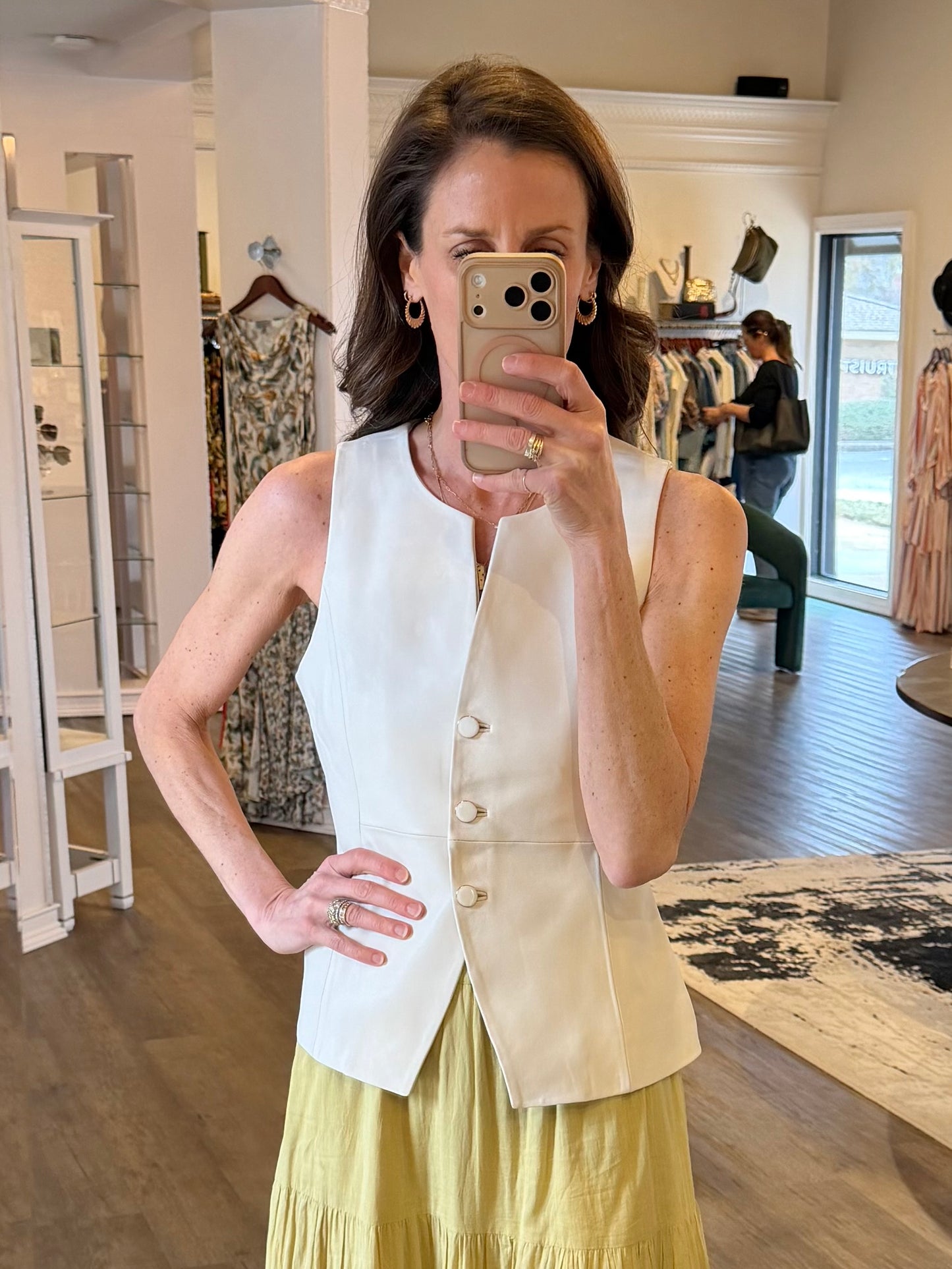 Oliver Leather Vest in ivory by Allison