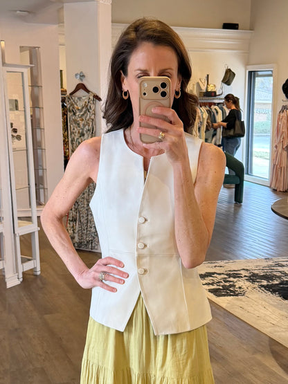 Oliver Leather Vest in ivory by Allison