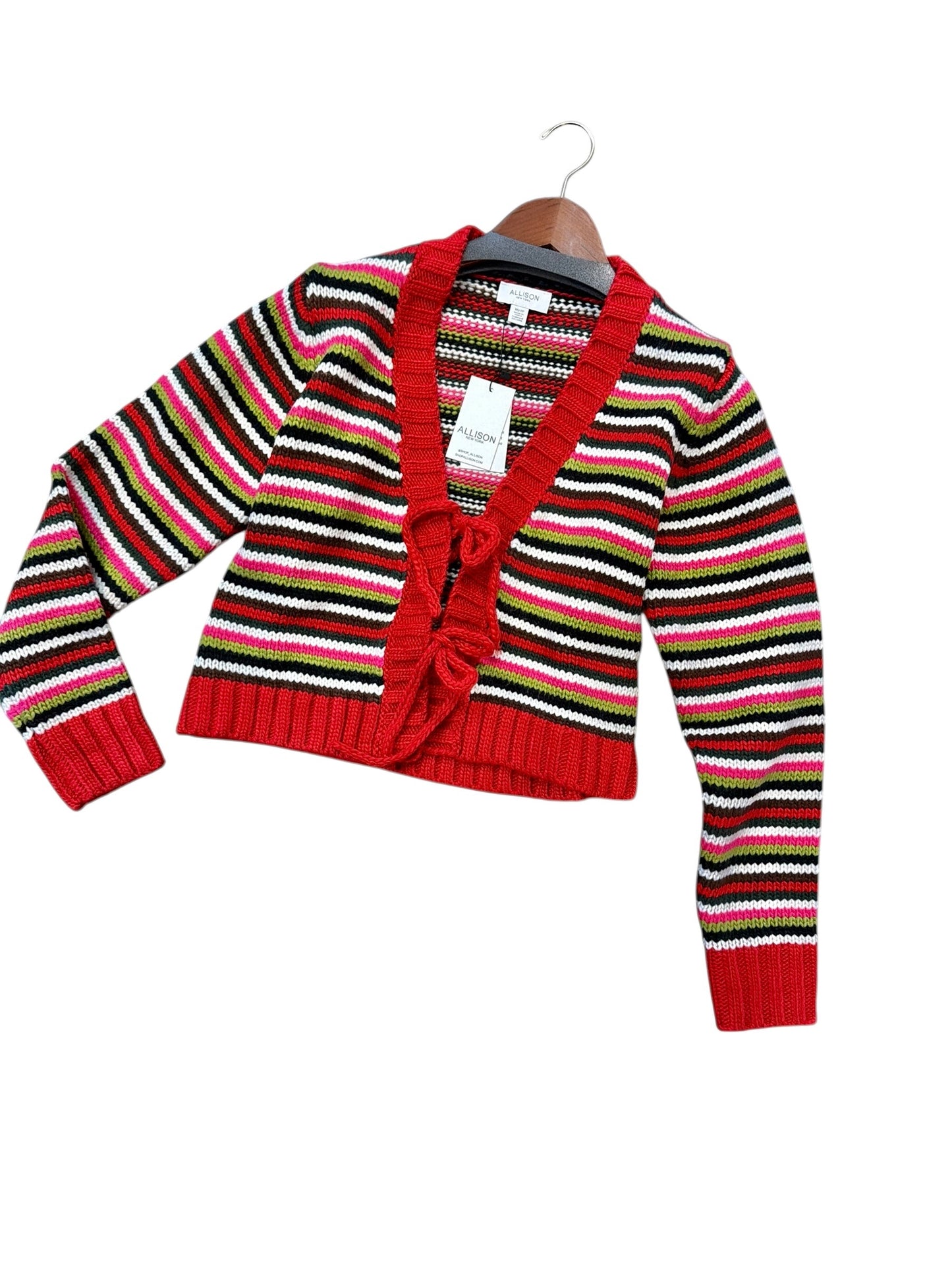 Hailey Striped Cardigan in red multi by Allison