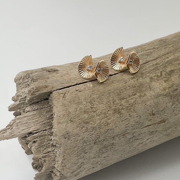 Mini CZ Spiral Stairs Earring in gold by Virtue