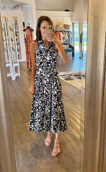 Juniper Midi Dress in black/ivory by Allison
