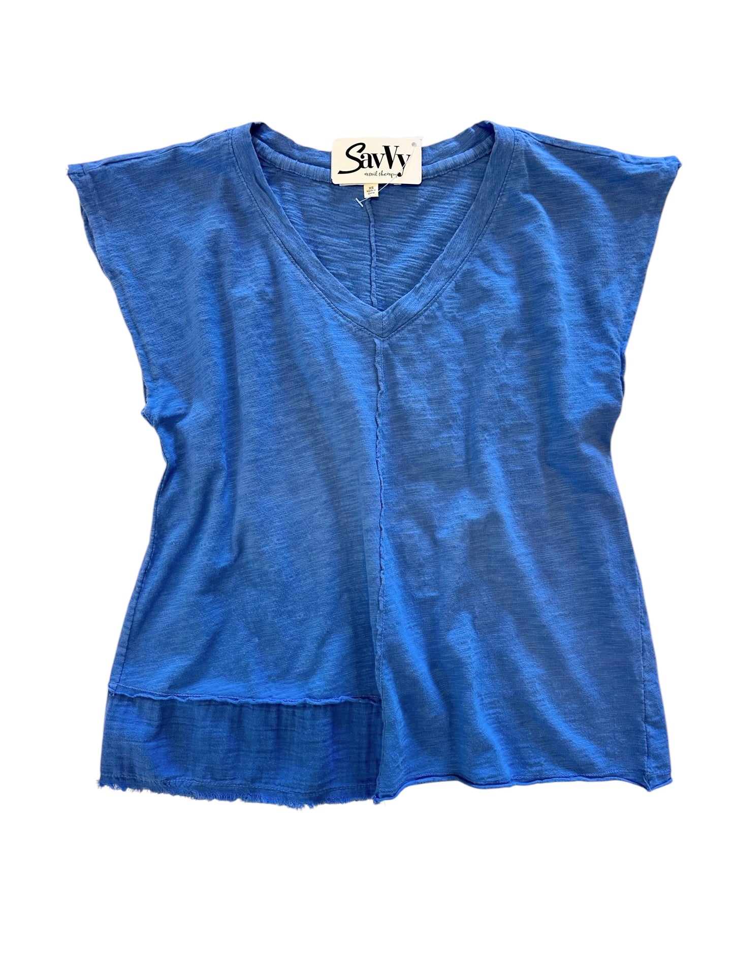 Short Dolman Sleeve Mix Media Top in blue dream by Mododoc