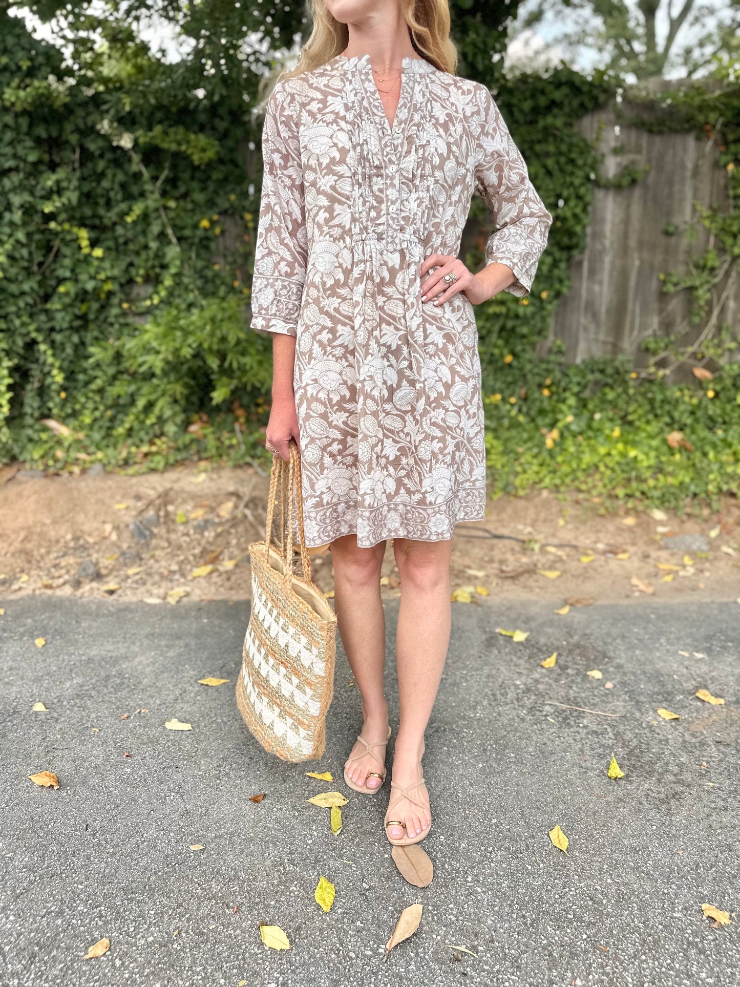 Maye Dynamic Floral Dress in natural birch by La Plage