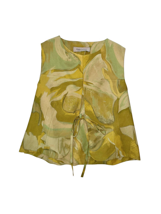 Printed Linen Vest in beige by Haris Cotton