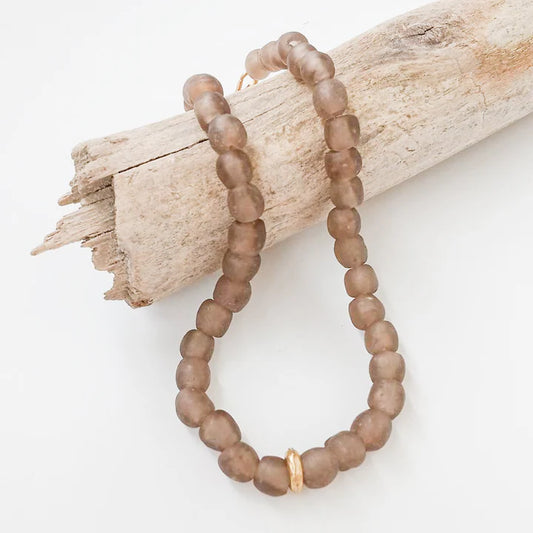 18" Glass Washer Necklace in taupe by Virtue