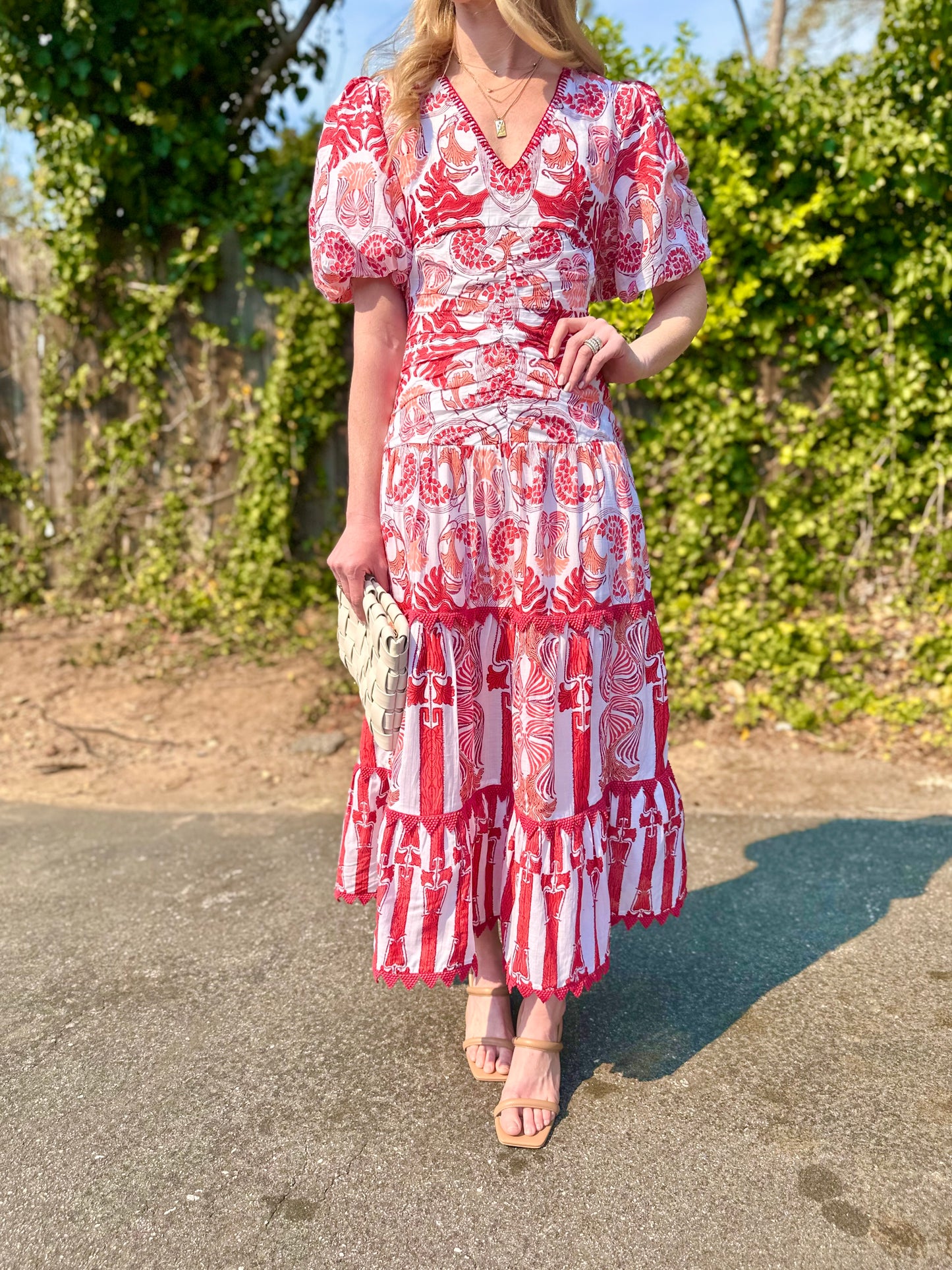 Yara Midi Dress in ruby vine by Ash & Eden