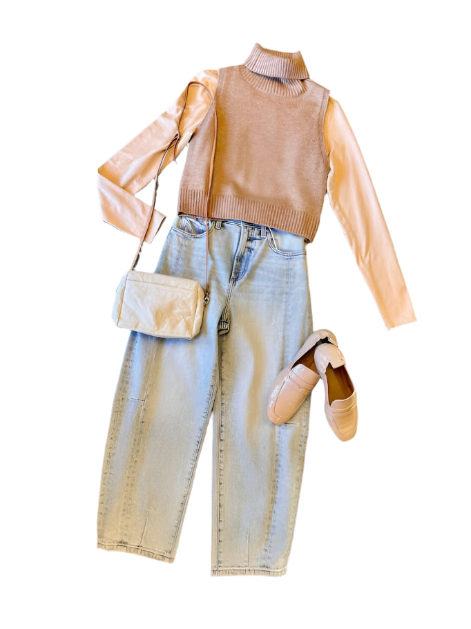 Alice Turtle Neck Knit Top in mocha by Papermoon