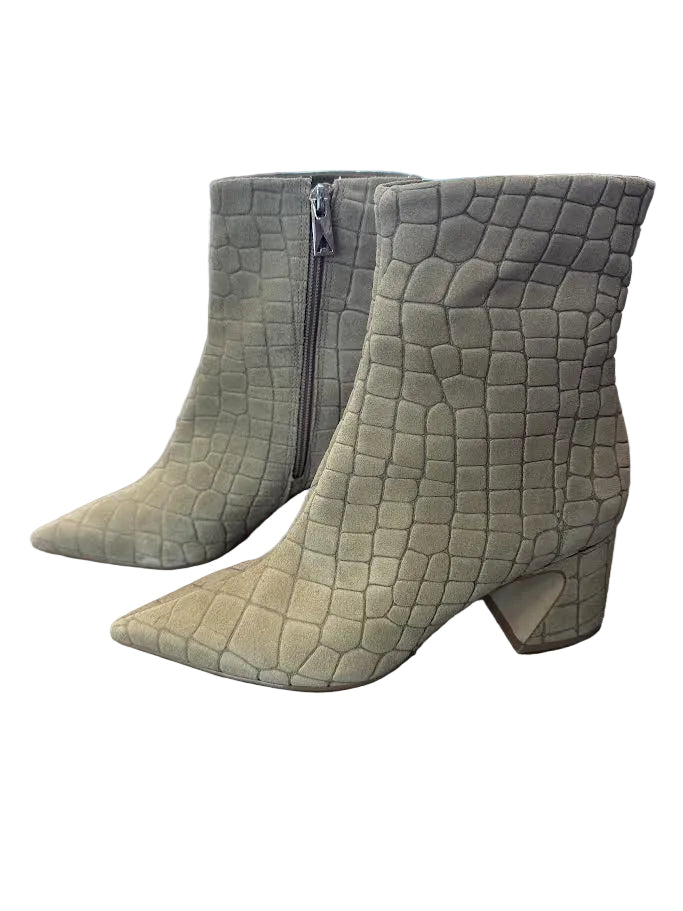 Etoile Leather Croco Suede Bootie in almond by Bruno Menegatti