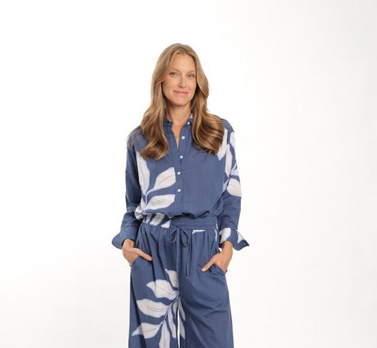 Maggie Printed Top in navy by Bindu