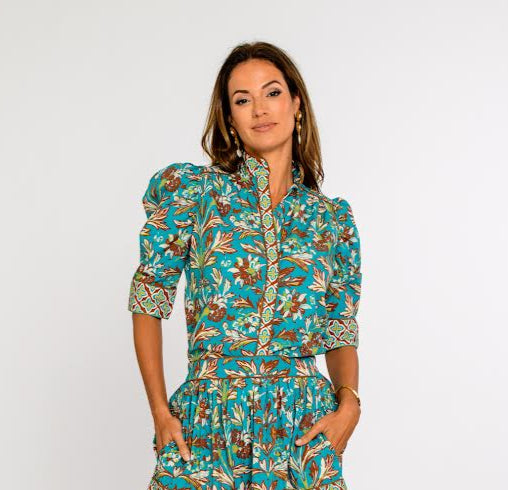 Ruthie Top in grandeur turquoise by Elizabeth James