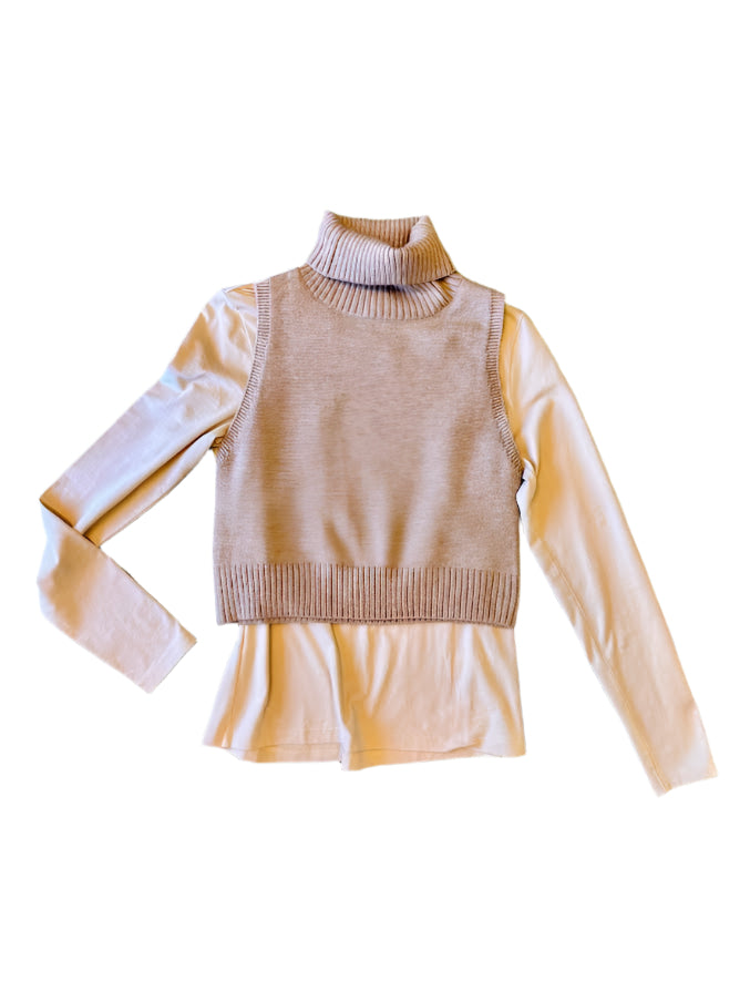 Alice Turtle Neck Knit Top in mocha by Papermoon