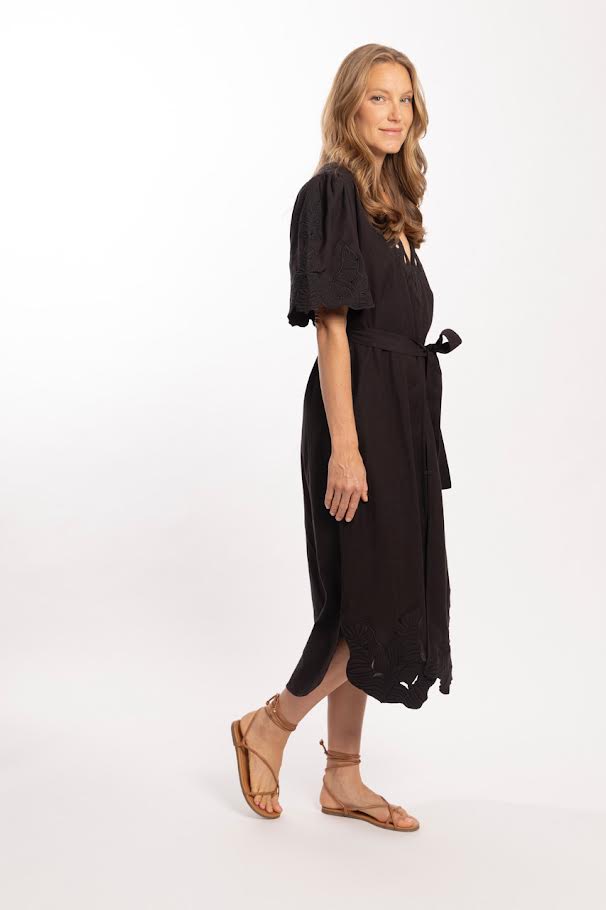 Pia Dress in black linen by Bindu