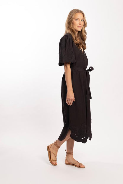 Pia Dress in black linen by Bindu