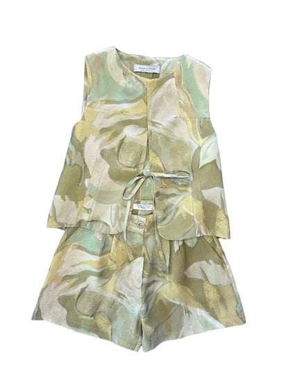 Printed Linen Short in beige by Haris Cotton