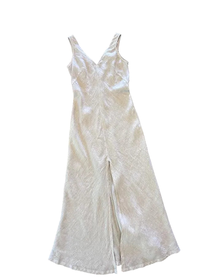 Linen Midi Dress in beach by Haris Cotton