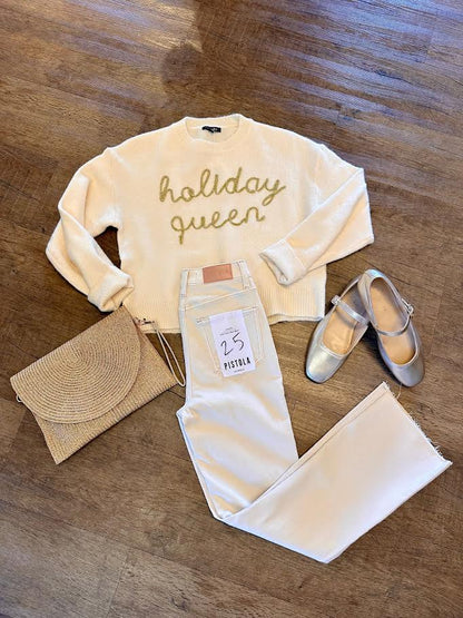 Bailey Holiday Queen Sweater in ivory/gold by Papermoon