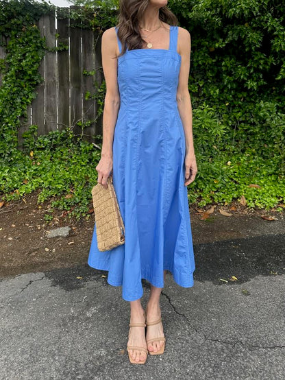 Alfreda Midi Dress in blue lavender by FRNCH