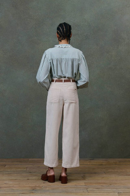 Cora Embroidered Blouse in almond stripes by Louise Misha