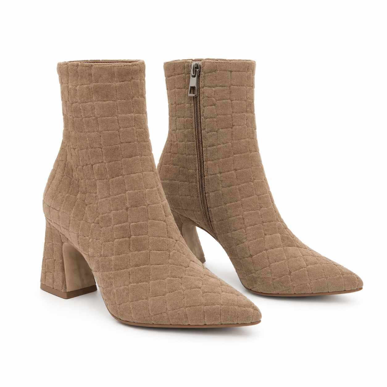 Etoile Leather Croco Suede Bootie in almond by Bruno Menegatti