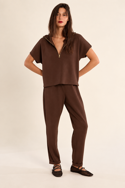 Jogger Pants in chocolate by Molly Bracken