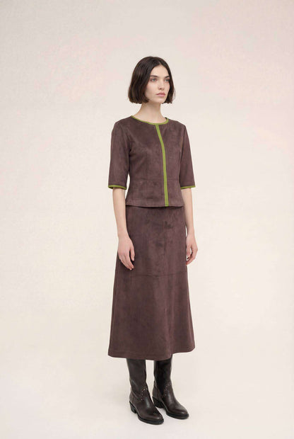 Suede Skirt in dark brown by B-YU