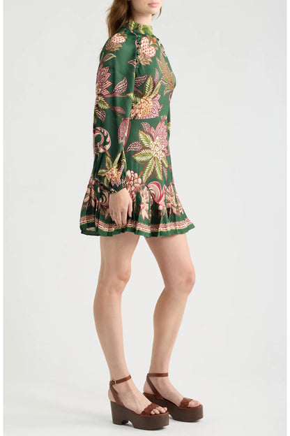 Arabesque Paradise Floral Mini Dress in green by Farm Rio