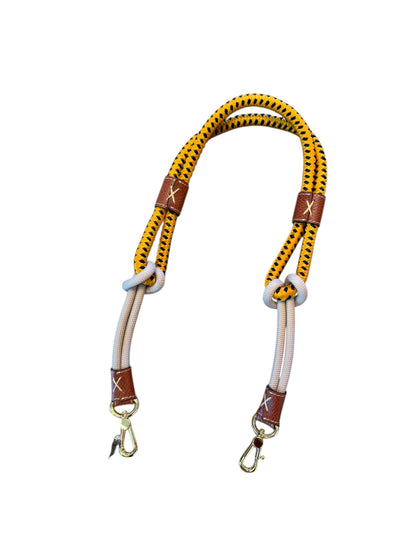 Braided Nylon Strap in yellow rope with brown mesh leather