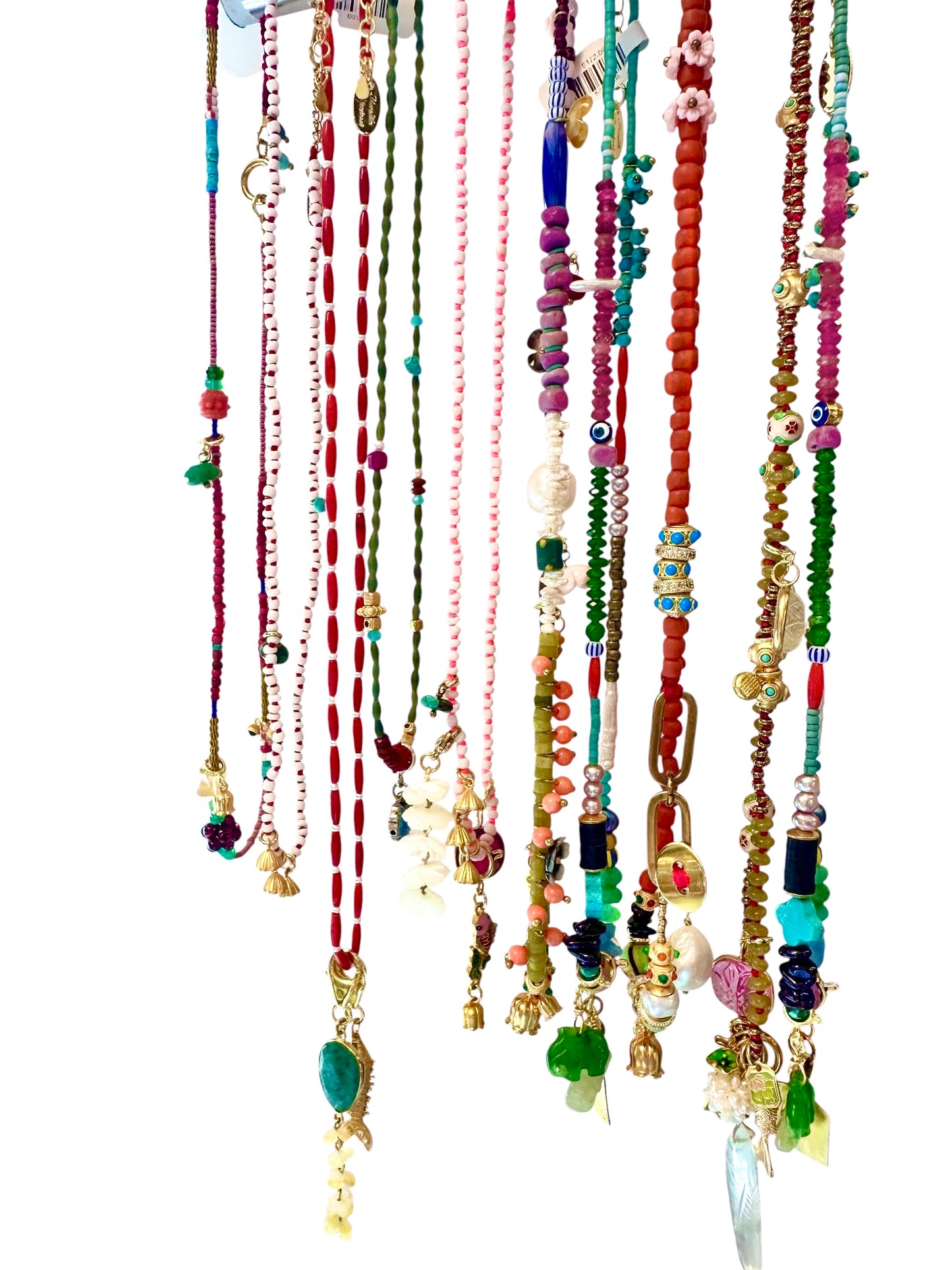 Beaded Charm Necklace in multi by Meredith Waterstraat