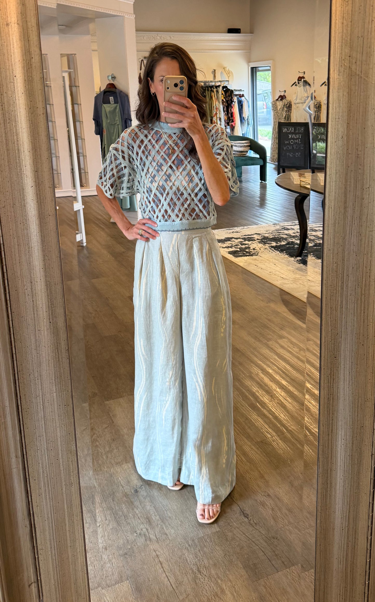TRUNK SHOW- Chelsey Pant in sky sumi by Bel Kazan