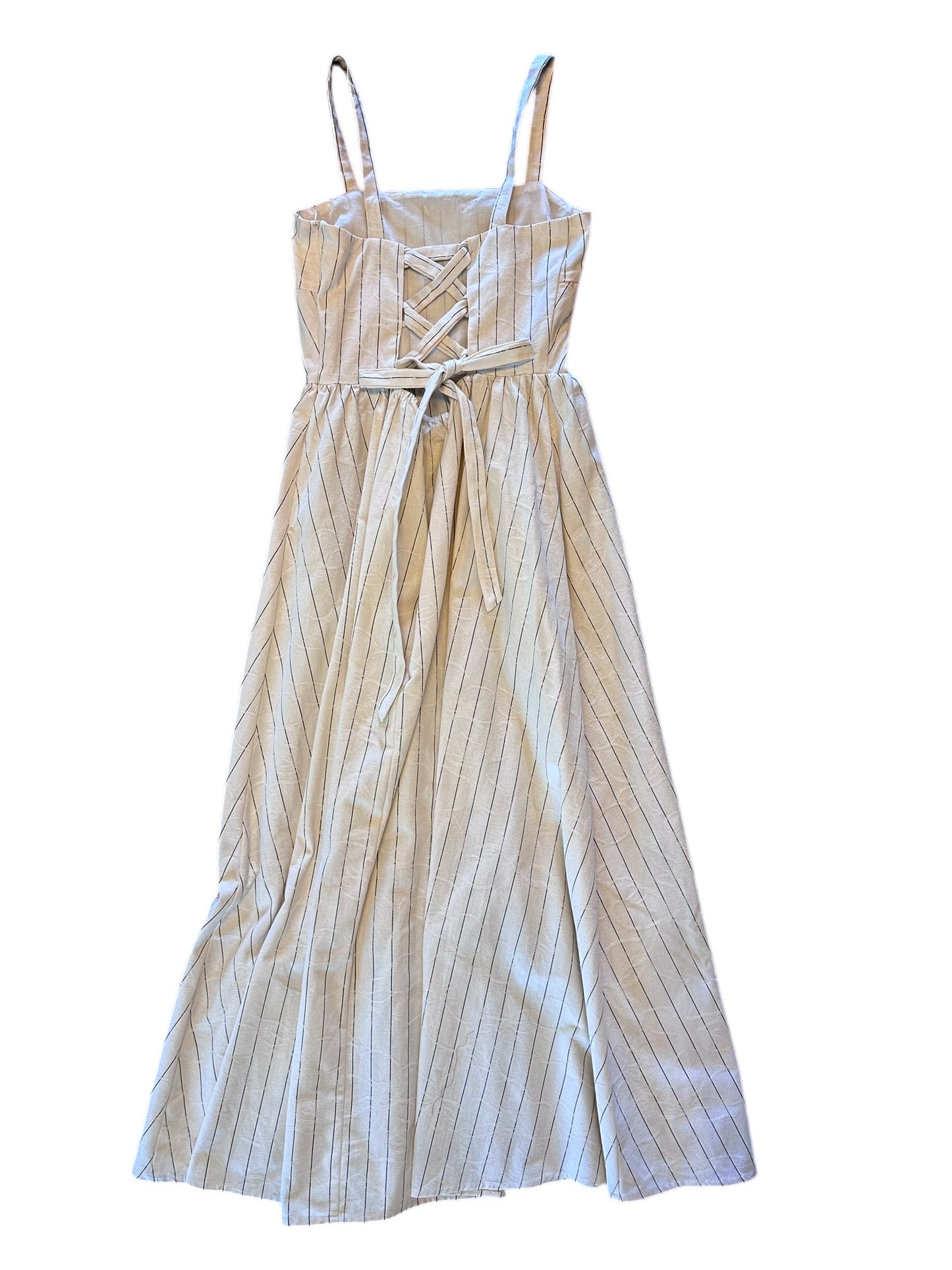 Casey Striped Midi Dress in creme by FRNCH