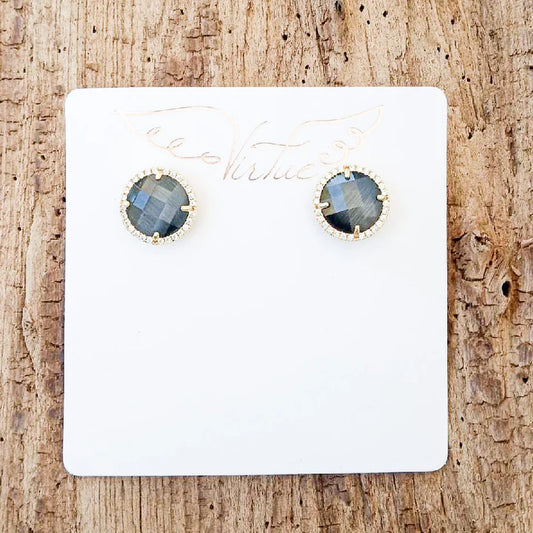 Gemstone Studs in charcoal by Virtue