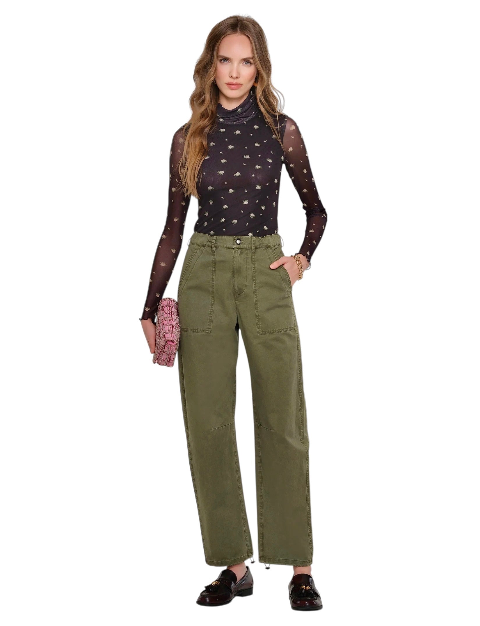 パンツ LE TWINS SS24 'Savy' pants (SAVYLUREX VERDE) Le Twins Green Savy pants for Women Online USA at Darveys.com
