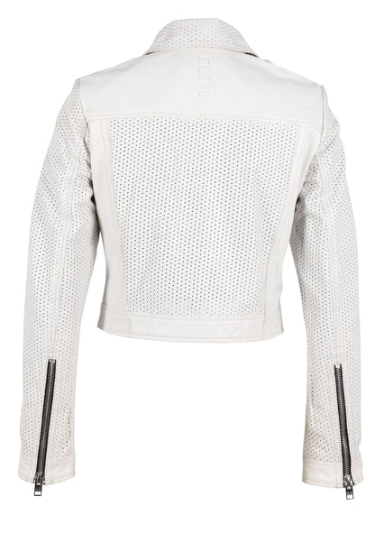 Shala RF Leather Jacket in off white by Mauritius