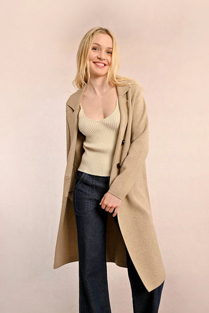 Long Sweater Coat in beige by Molly Bracken