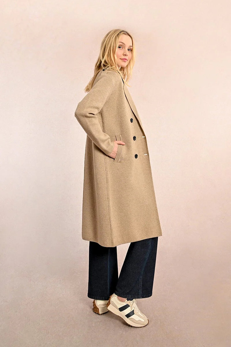 Long Sweater Coat in beige by Molly Bracken
