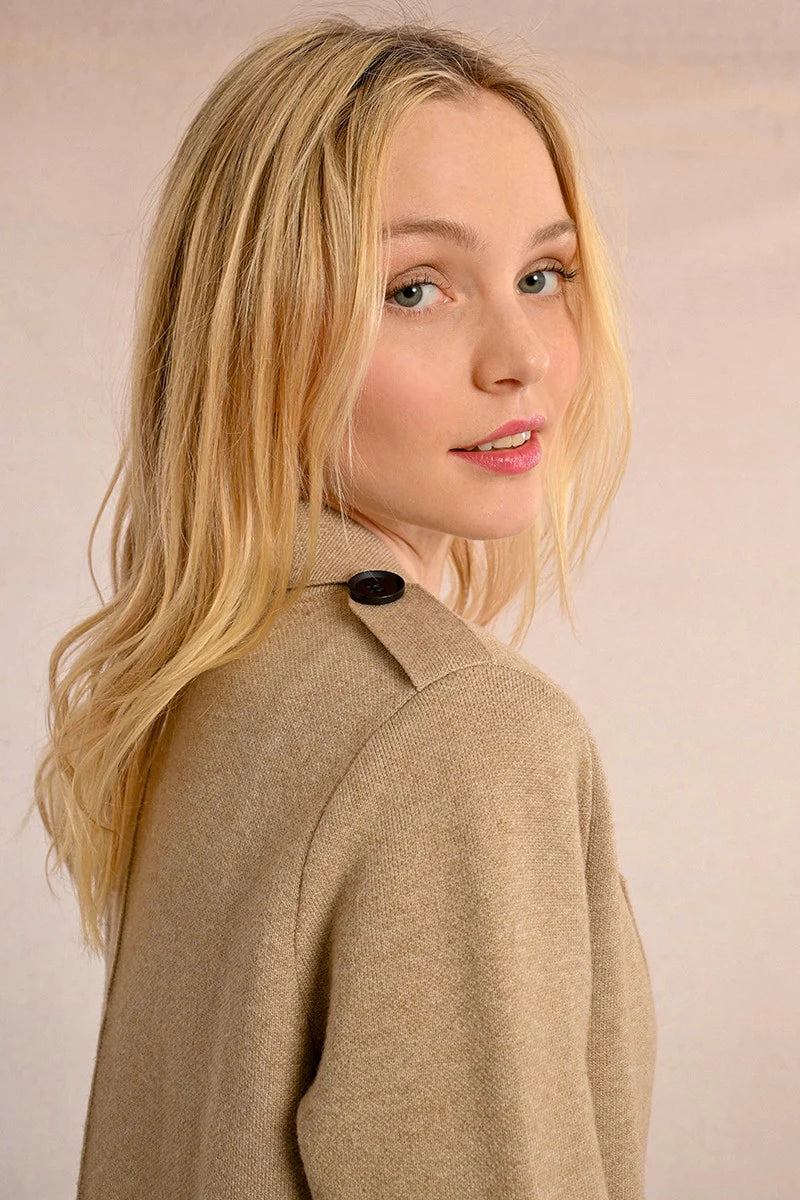 Long Sweater Coat in beige by Molly Bracken