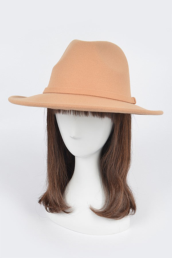 Faux Wool Fedora Hat in beige