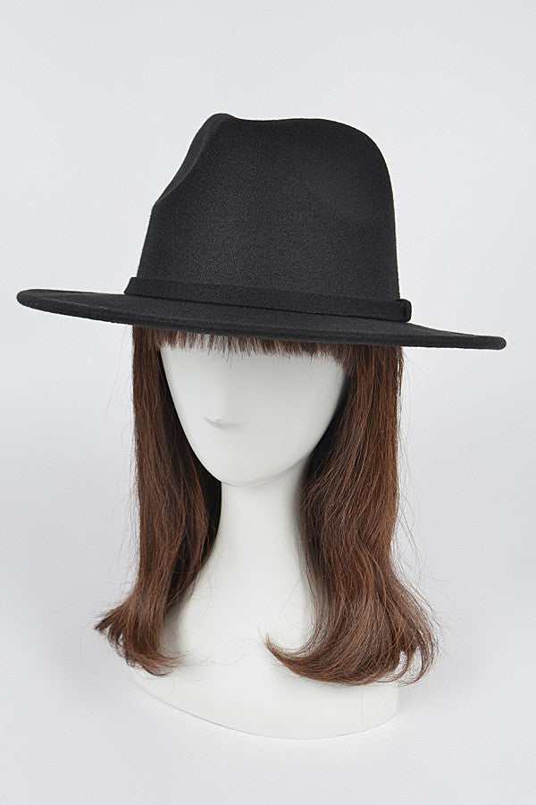 Faux Wool Fedora Hat in black