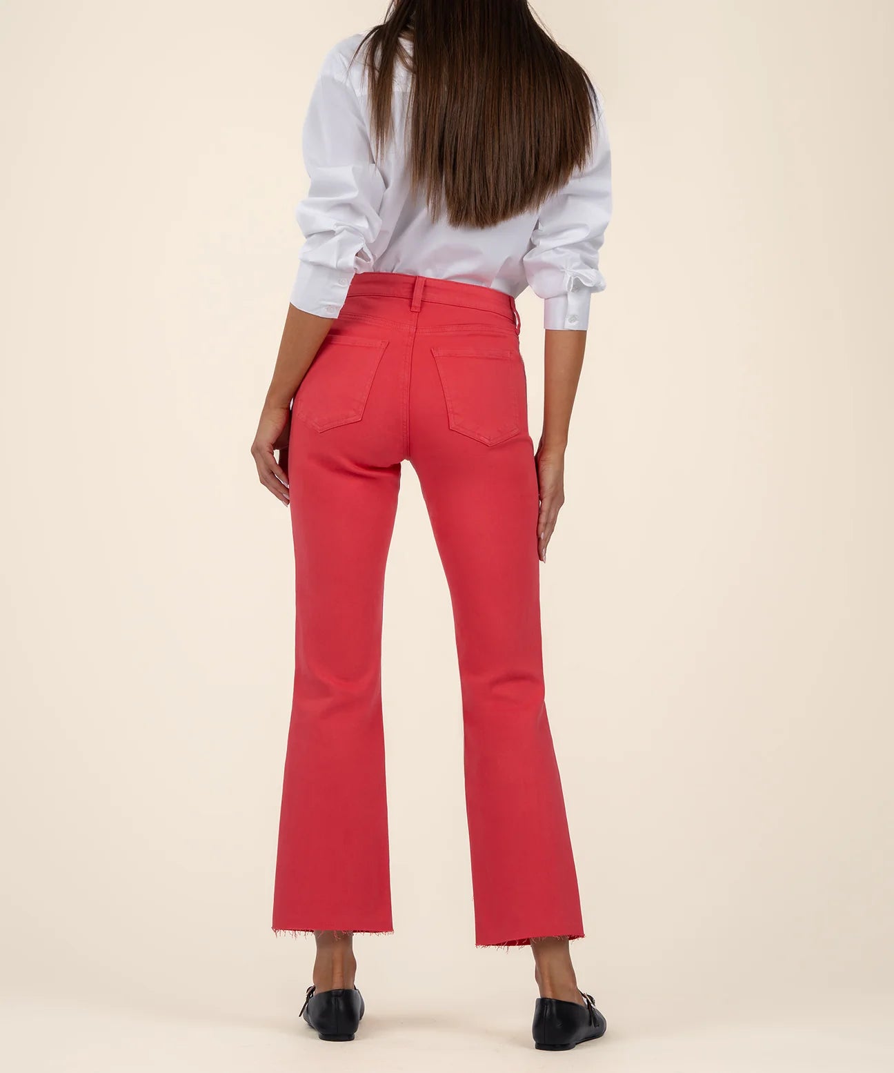 Kelsey High Rise Ankle Flare in strawberry by KUT