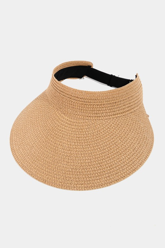 Natural Straw Fashion Visor in tan