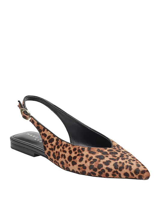 Leopard Print Flat Slide in medium natural by Marc Fisher