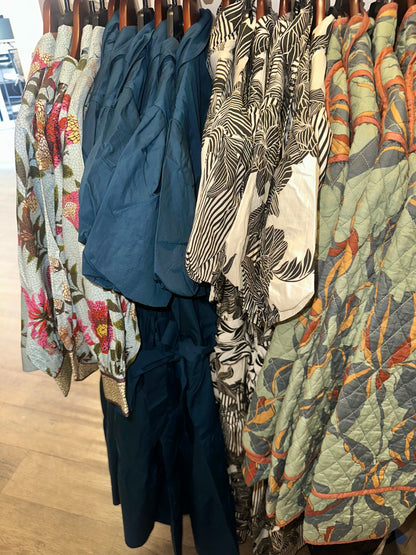 Adalynn Quilted Printed Jacket in dark sage by Steve Madden