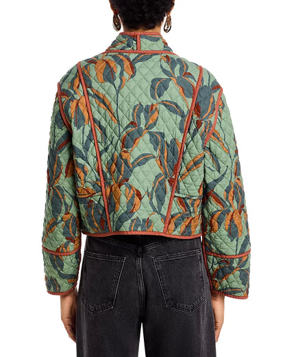 Adalynn Quilted Printed Jacket in dark sage by Steve Madden